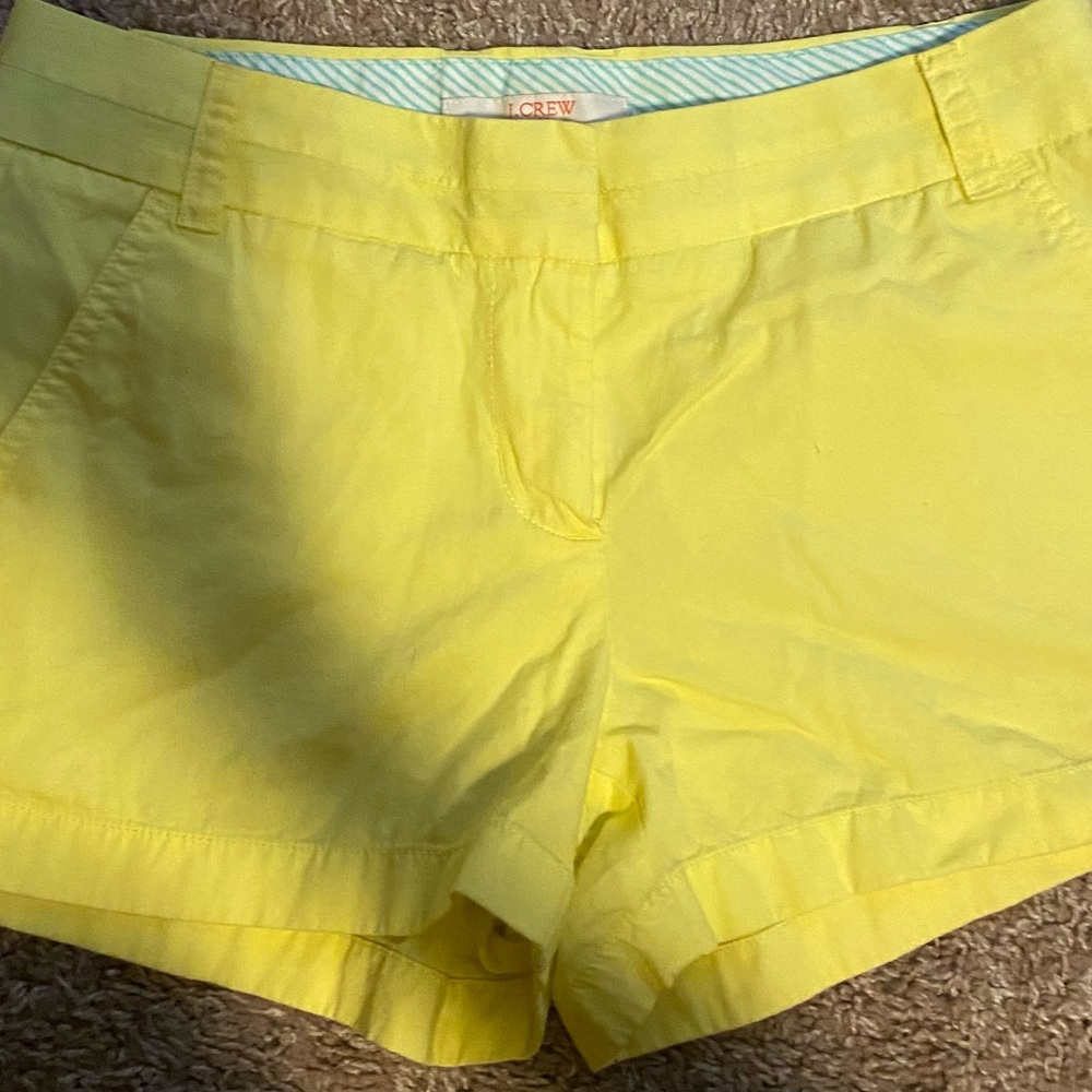 Size 2 pair of J.Crew Chino style summer yellow brand shorts.Great shape.No flaw
